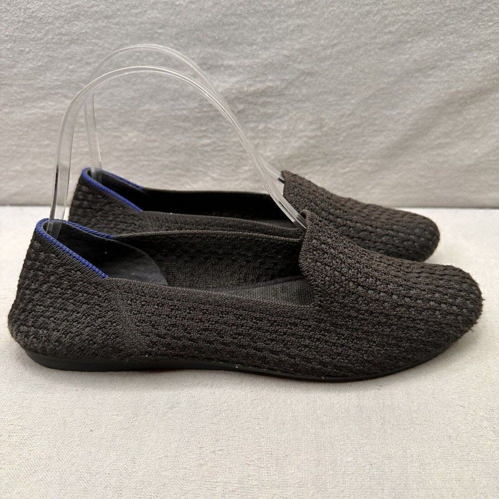 Rothy's The Loafer Womens Size 7.5 Black Honeycomb Knit Round Toe Comfort Shoe